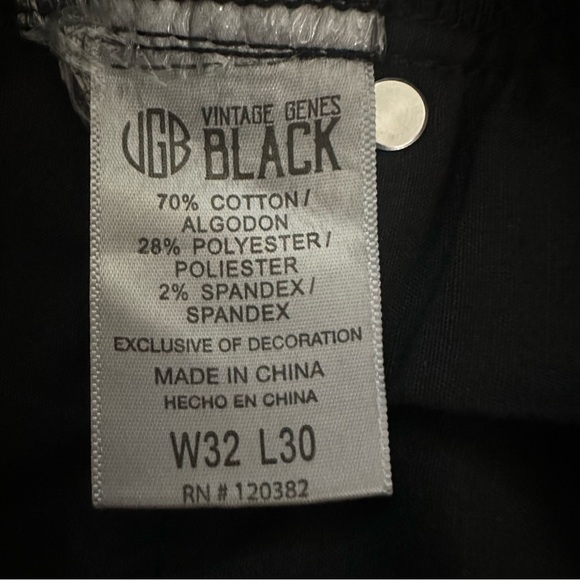 NWOT Vintage Genes Black Men's Jeans W32 L30 Skinny Fit Stretchy Everyday Pants - Picture 13 of 14